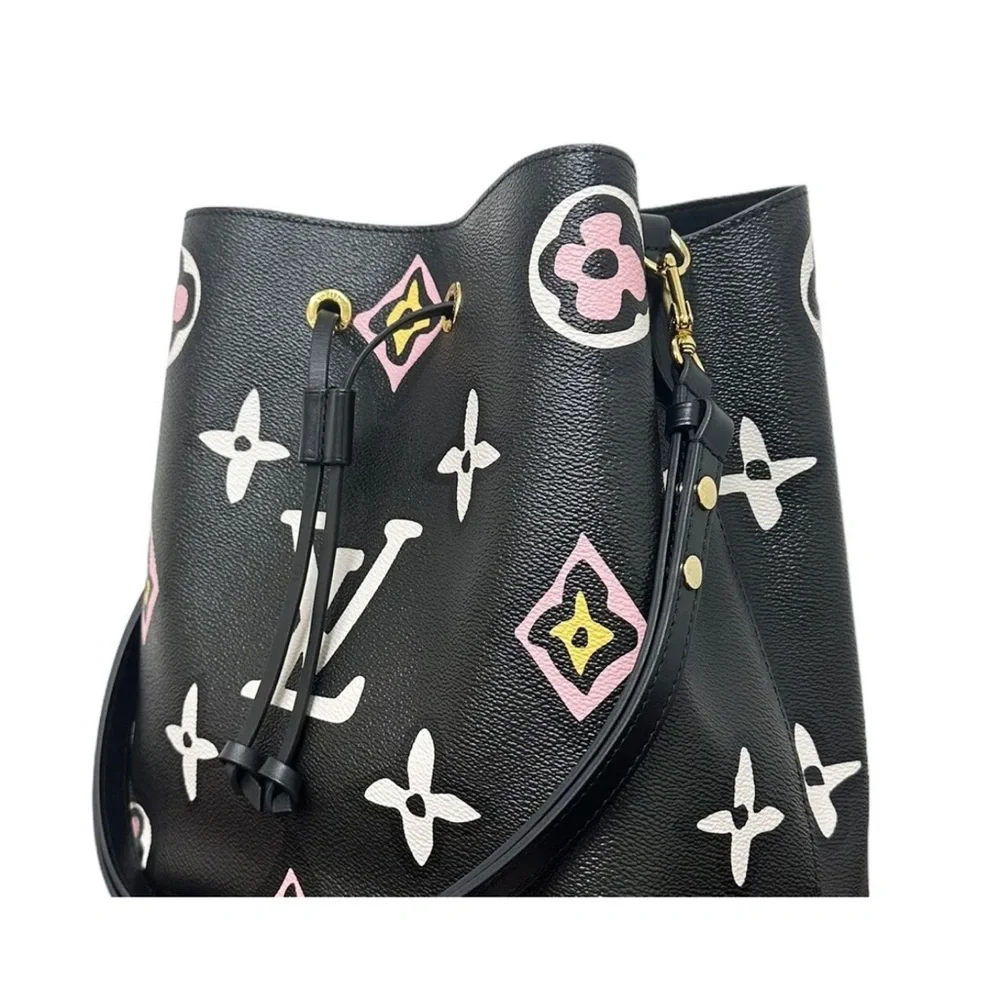 Louis Vuitton Neo Noe Black Bucket Bag Wild at Heart Giant Monogram MK Leopard - Picture 9 of 11